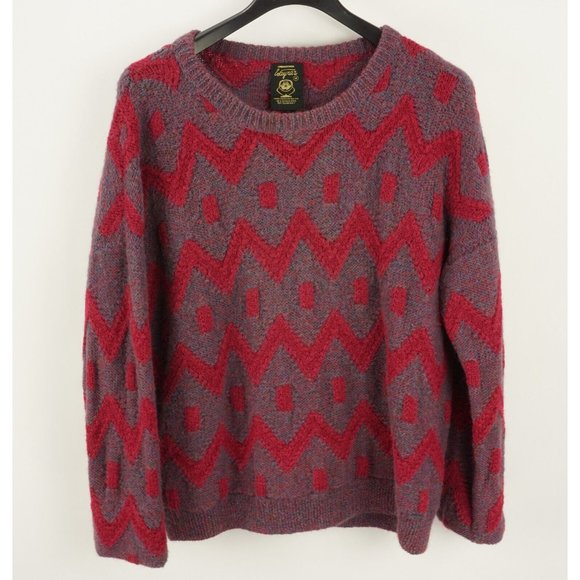 Wayra's Creaciones 100% Alpaca Men's Medium Geometric Fuzzy Chunky Knit Sweater